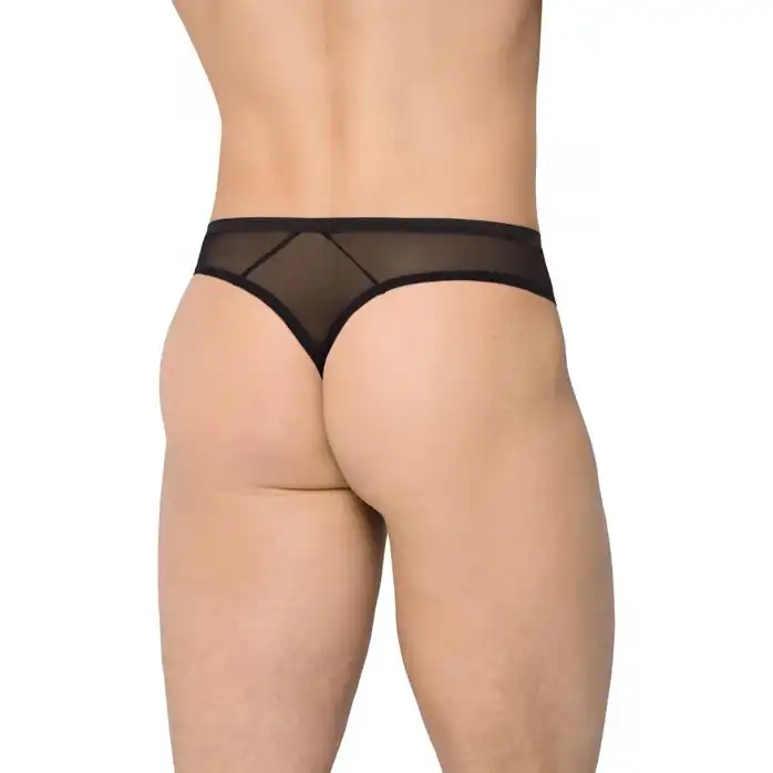Черные мужские трусы с клетчатой вставкой по центру - Men s collection. Фотография 2.