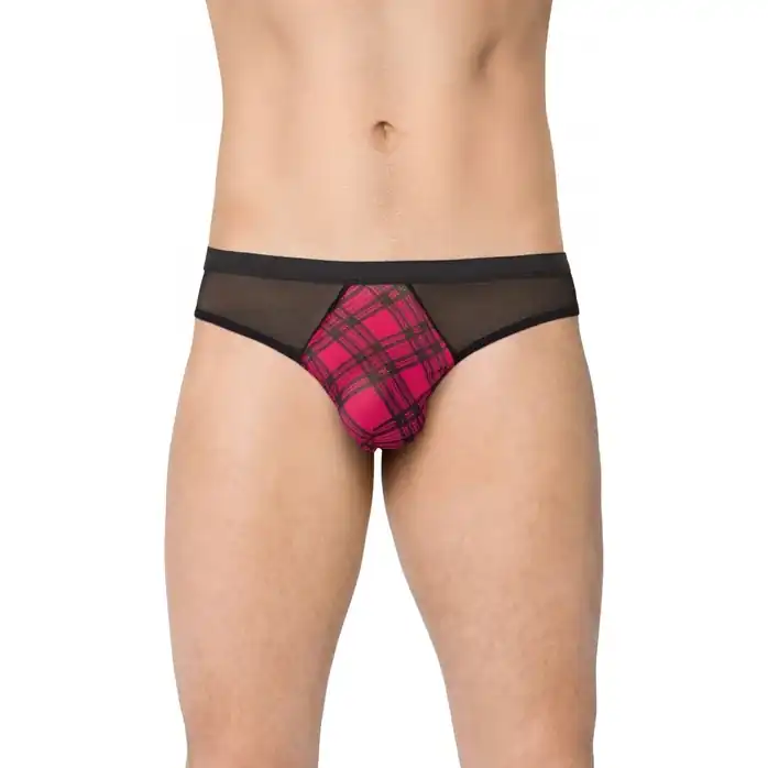Черные мужские трусы с клетчатой вставкой по центру - Men s collection. Фотография 3.