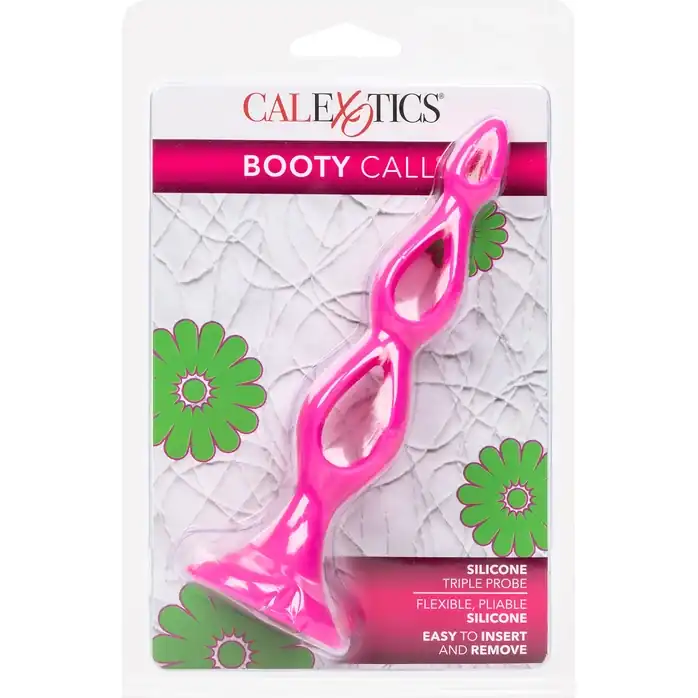 Розовая анальная елочка Silicone Triple Probe - 14,5 см - Booty Call. Фотография 5.