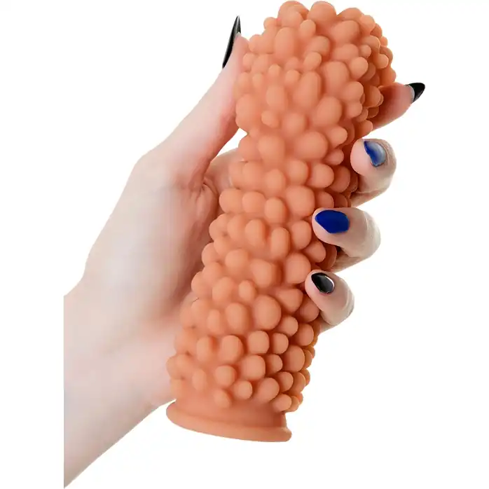 Телесная насадка на фаллос с бугорками Extreme Sleeve 010 L-size - 16,4 см. Фотография 4.