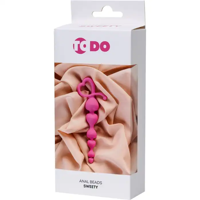 Розовая силиконовая анальная цепочка Sweety - 18,5 см - ToDo. Фотография 3.