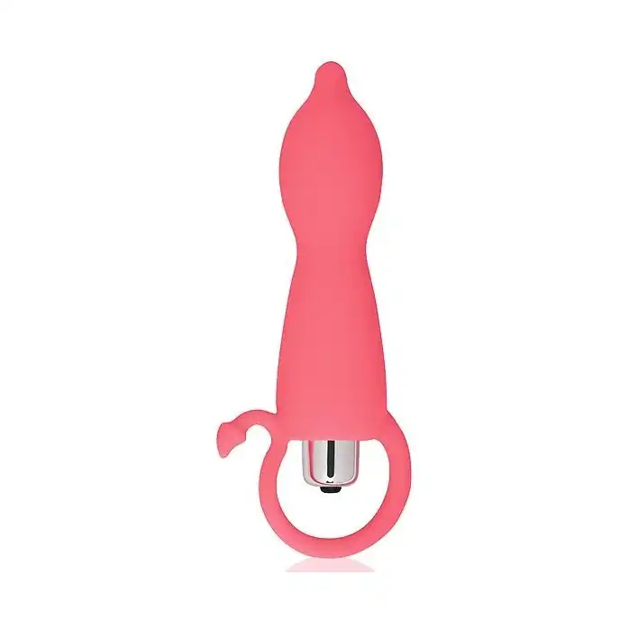 Коралловый конический анальный вибромассажер - 12 см - WELCOME TO SEXY LAND