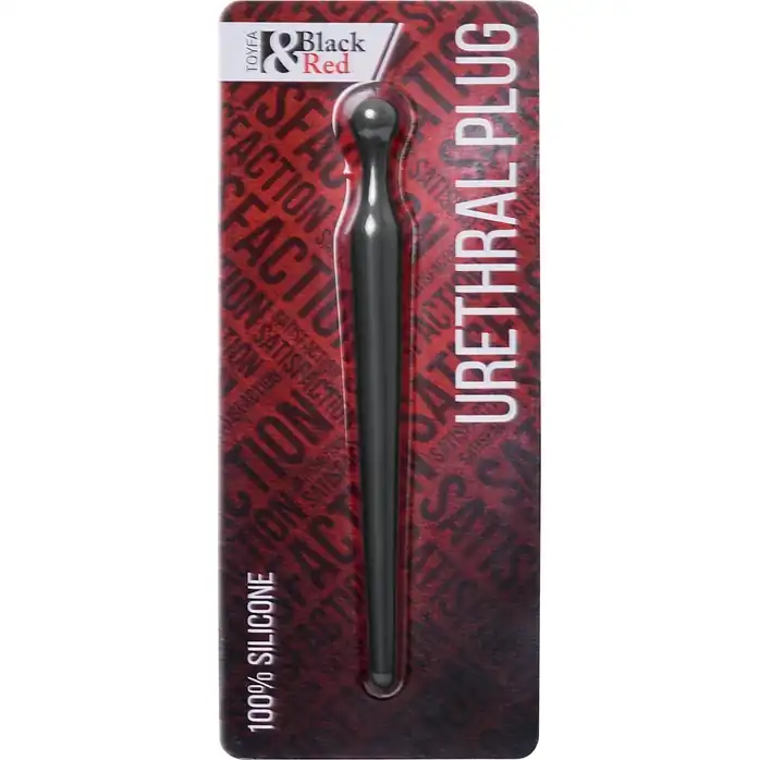 Черный силиконовый уретральный плаг - 10 см - Black Red. Фотография 3.