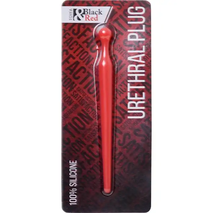 Красный силиконовый уретральный плаг - 10 см - Black Red. Фотография 3.