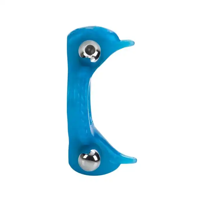 Голубое эрекционное кольцо с 2 виброэлементами Double Dolphin - Couples Enhancers. Фотография 2.