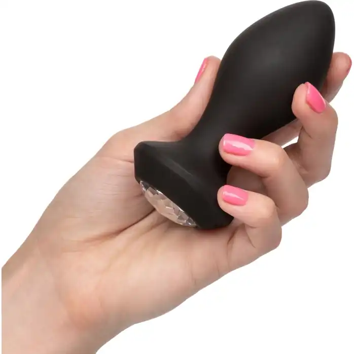 Черная анальная пробка с вибрацией и кристаллом Power Gem Vibrating Crystal Probe - 10,75 см - Power Gem. Фотография 2.