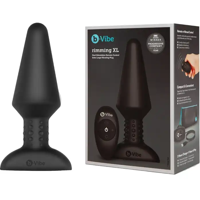 Большая чёрная вибропробка Rimming Plug XL - 16 см