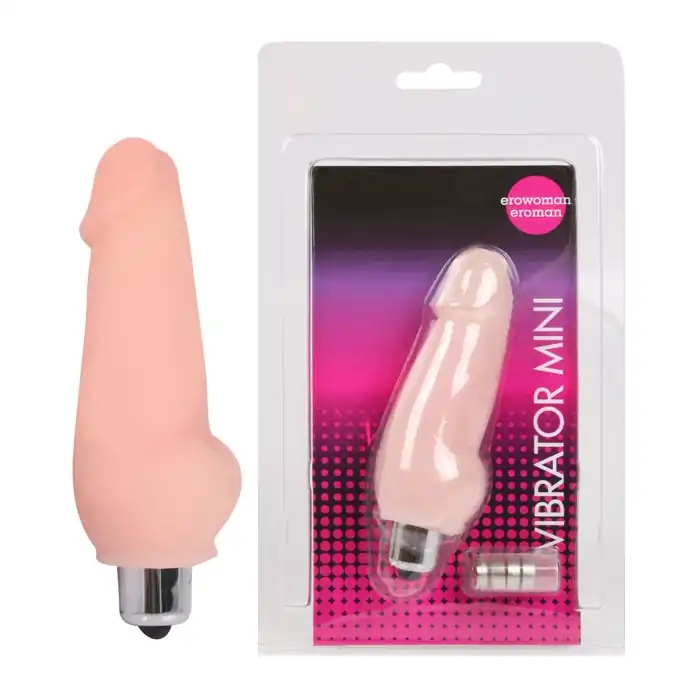 Телесный мини-вибратор Vibrator Mini - 9,5 см - EROWOMAN-EROMAN. Фотография 2.