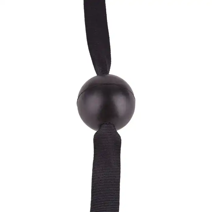 Черный кляп-шар на ремешках с пряжками - BDSM accessories. Фотография 4.