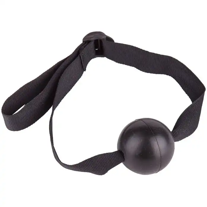 Черный кляп-шар на ремешках с пряжками - BDSM accessories