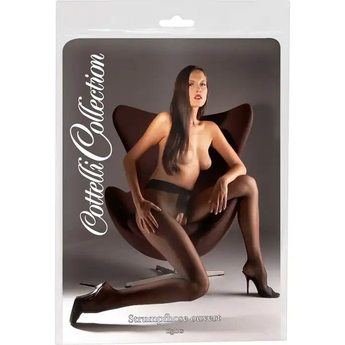 Изящные гладкие колготки с интимным доступом - Cottelli Collection. Фотография 3.