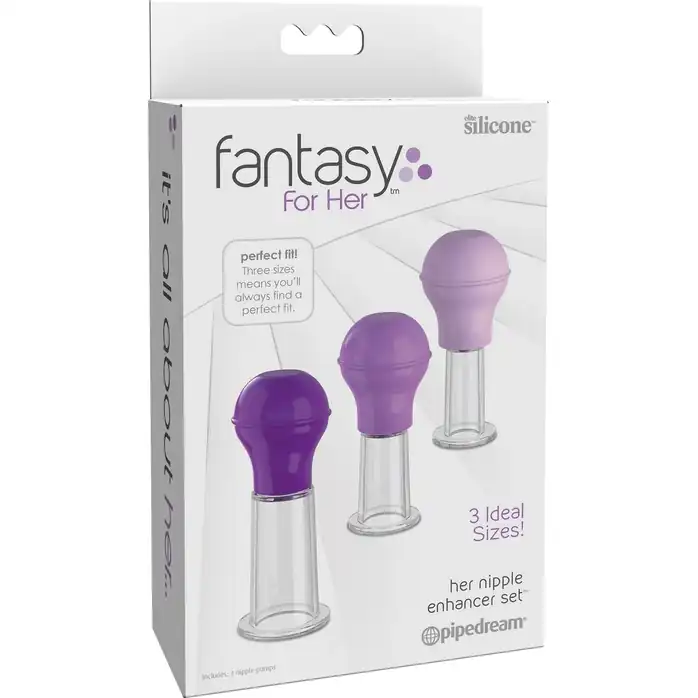 Набор из 3 мини помп-присосок для груди Nipple Enhancer Set - Fantasy For Her. Фотография 2.