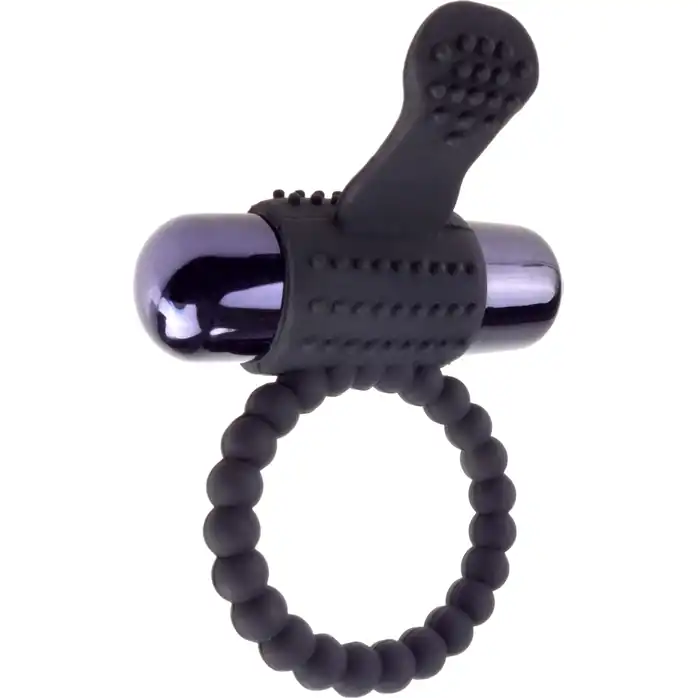 Черное эрекционное виброкольцо Vibrating Silicone Super Ring - Fantasy C-Ringz