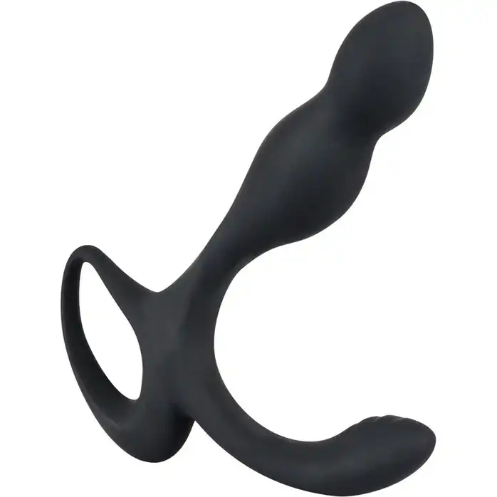 Черный силиконовый стимулятор простаты Plug with Perineum Stimulator - You2Toys. Фотография 4.