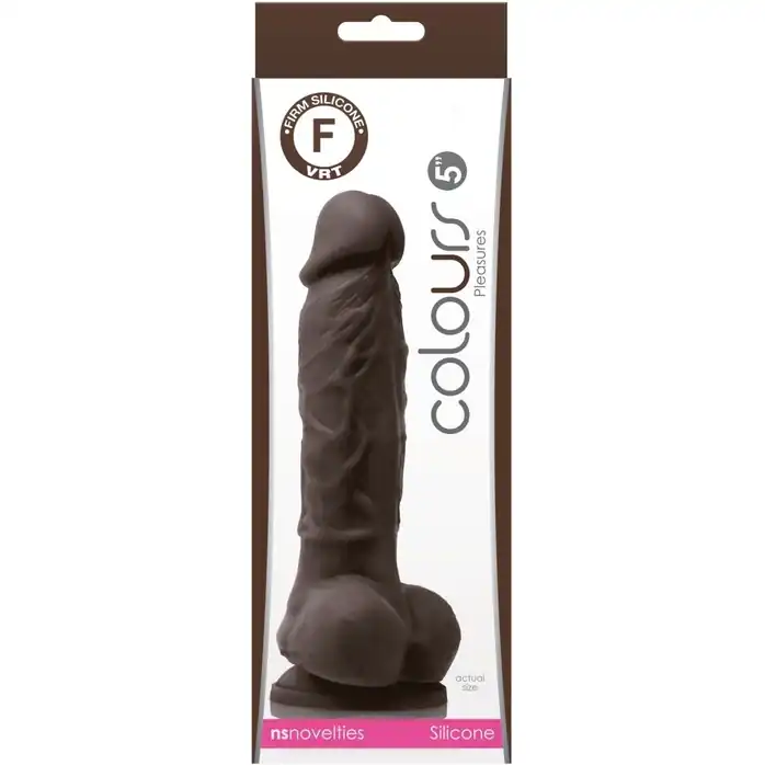 Коричневый силиконовый фаллоимитатор с мошонкой Pleasures 5 Dildo - 18 см - Colours. Фотография 2.