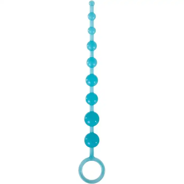 Голубая анальная цепочка-елочка Pleasure Beads - 30 см - Firefly
