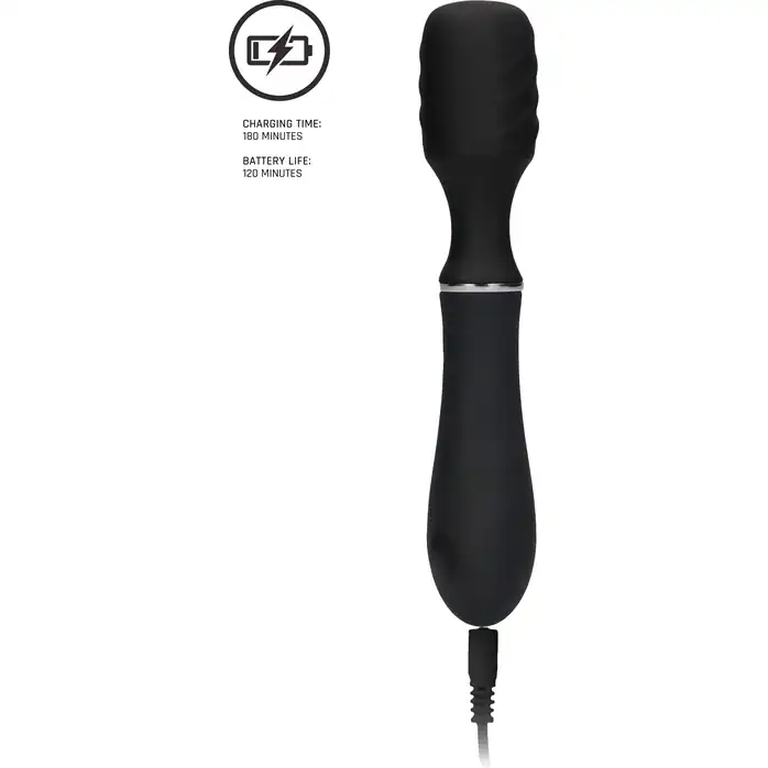 Черный универсальный вибратор с электростимуляцией Electro Vibrating Wand - Electroshock. Фотография 5.