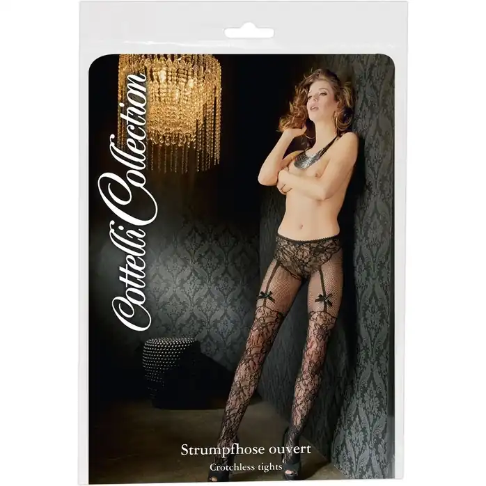 Соблазнительные кружевные колготки с имитацией чулок - Cottelli Collection