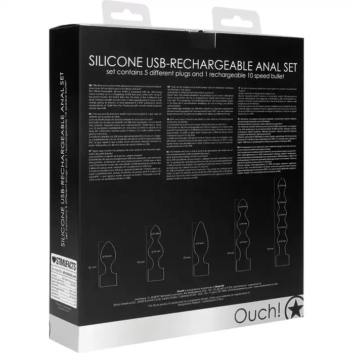 Черный анальный вибронабор USB-Rechargeable Anal Set - Ouch!. Фотография 9.