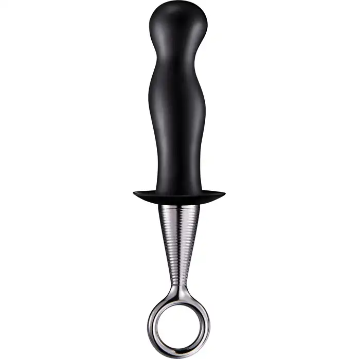 Чёрный анальный плаг PLUG WITH PLATED HANDLE - MenzStuff