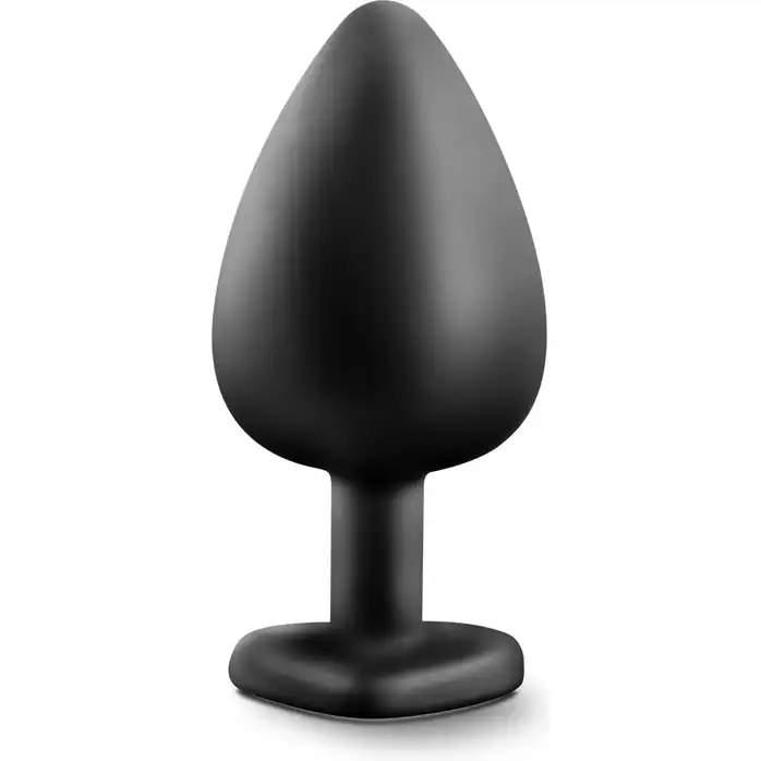 Черная анальная пробка с прозрачным стразом-сердечком Bling Plug Large - 9,5 см - Temptasia. Фотография 3.