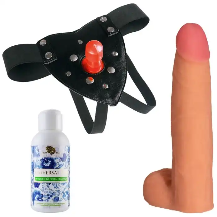 Трусики Harness с реалистичной насадкой-фаллосом с мошонкой №74 - 22,5 см - 390X-XX - Трусики в комплекте с насадкой харнесс