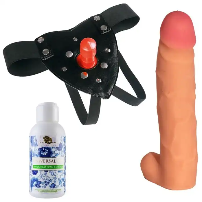 Трусики Harness с реалистичной насадкой-фаллосом с мошонкой №76 - 17 см - 390X-XX - Трусики в комплекте с насадкой харнесс