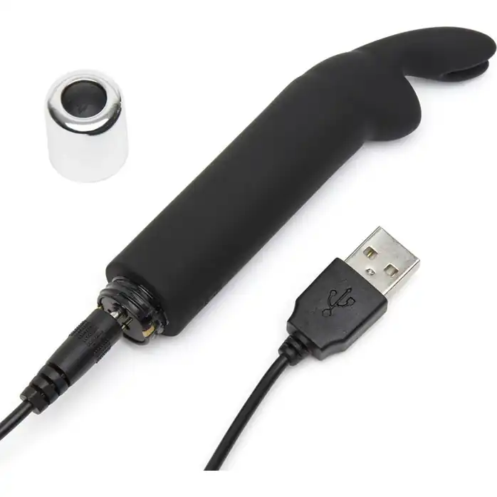 Черный мини-вибратор Greedy Girl Bullet Rabbit Vibrator - 12,7 см - Fifty Shades of Grey. Фотография 4.