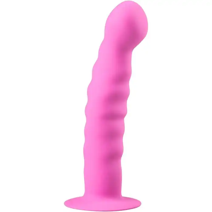 Розовый анальный фаллоимитатор с ребрами Ribbed Dong - 14,2 см - Anal Collection