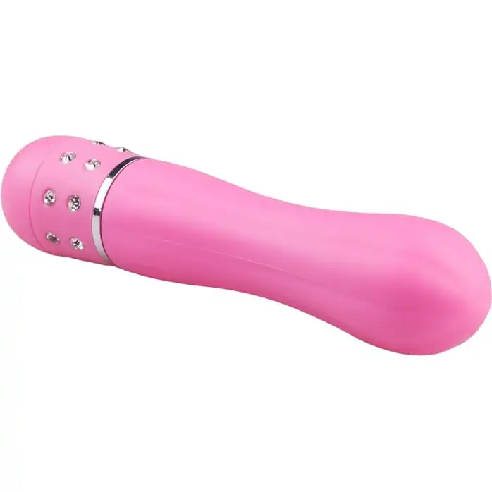 Розовый мини-вибратор Diamond Vibrator со стразами - 11,4 см - Mini Vibe Collection. Фотография 2.