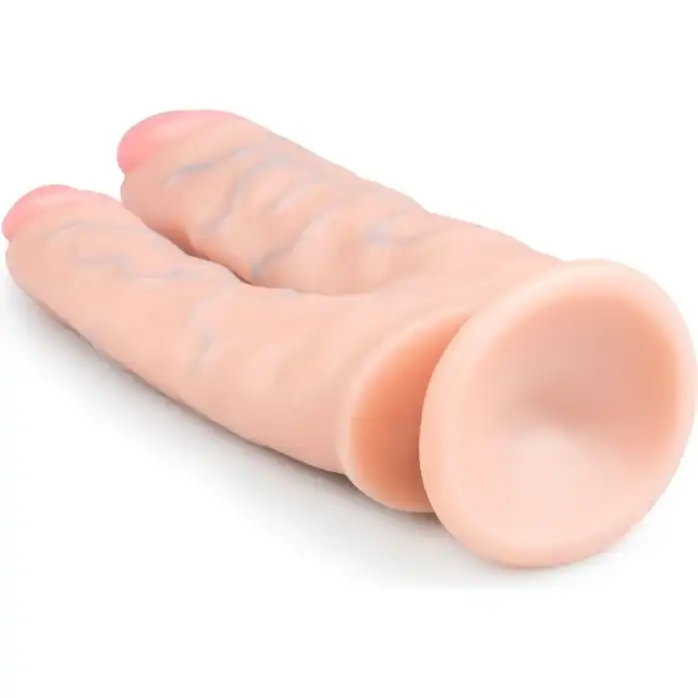 Телесный анально-вагинальный фаллоимитатор Easytoys Double Dildo - 25 см - Dildo Collection. Фотография 2.