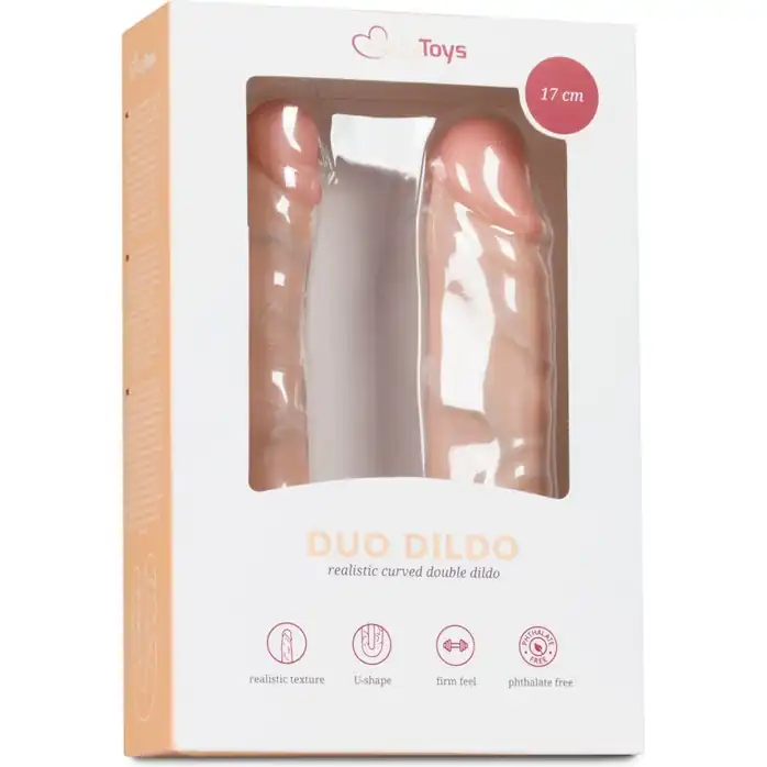 Телесный двусторонний фаллоимитатор Duo Dildo - Dildo Collection. Фотография 3.