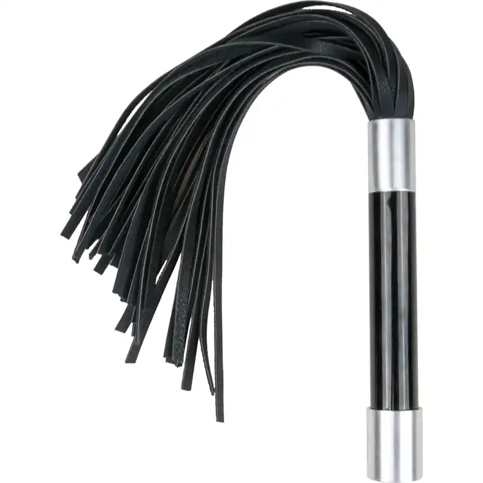 Черная плеть Easytoys Flogger With Metal Grip - 38 см - Fetish Collection