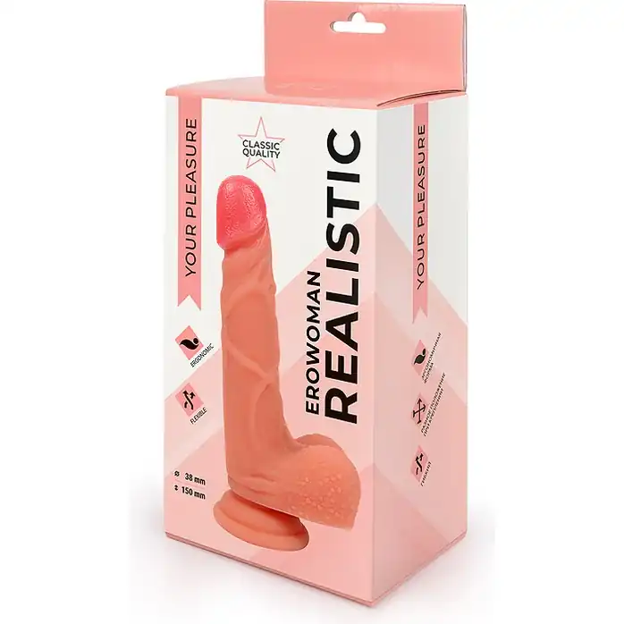 Телесный фаллоимитатор-реалистик на присоске - EROWOMAN REALISTIC. Фотография 5.