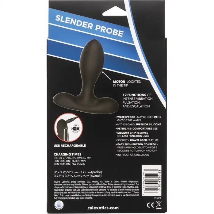 Черная вибропробка Eclipse Slender Probe - 9,5 см - Eclipse. Фотография 8.