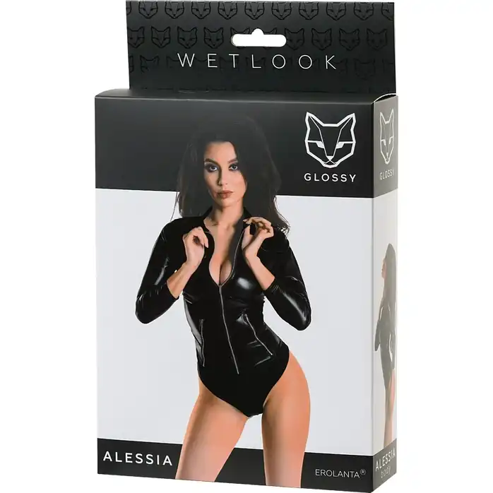 Сексуальное боди Alessia из материала с мокрым блеском - Glossy. Фотография 6.