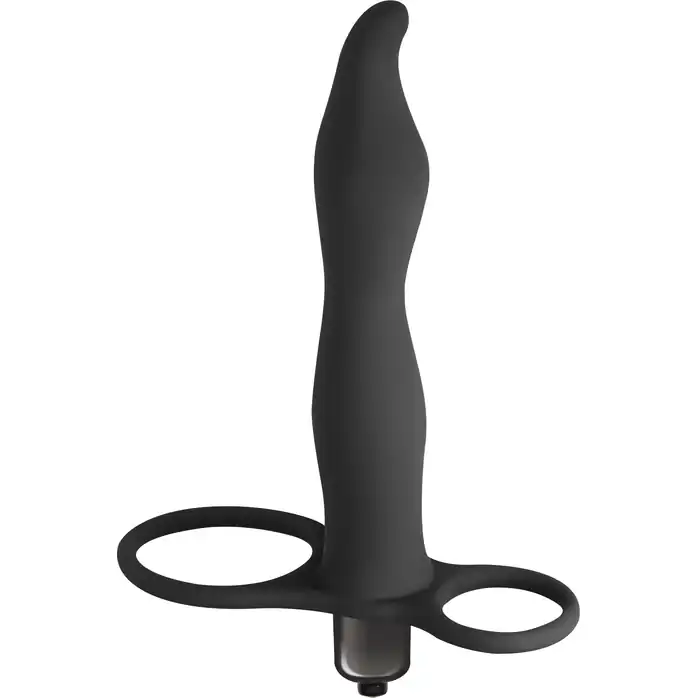 Черная вибронасадка для двойного проникновения Flirtini - 15,9 см - Pure Passion