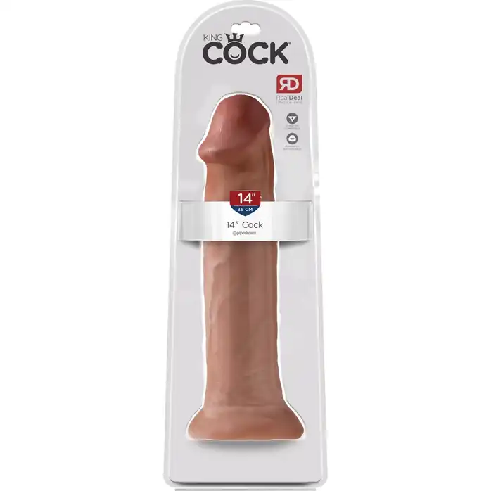 Кофейный фаллоимитатор-гигант на присоске 14 Cock - 36 см - King Cock. Фотография 3.