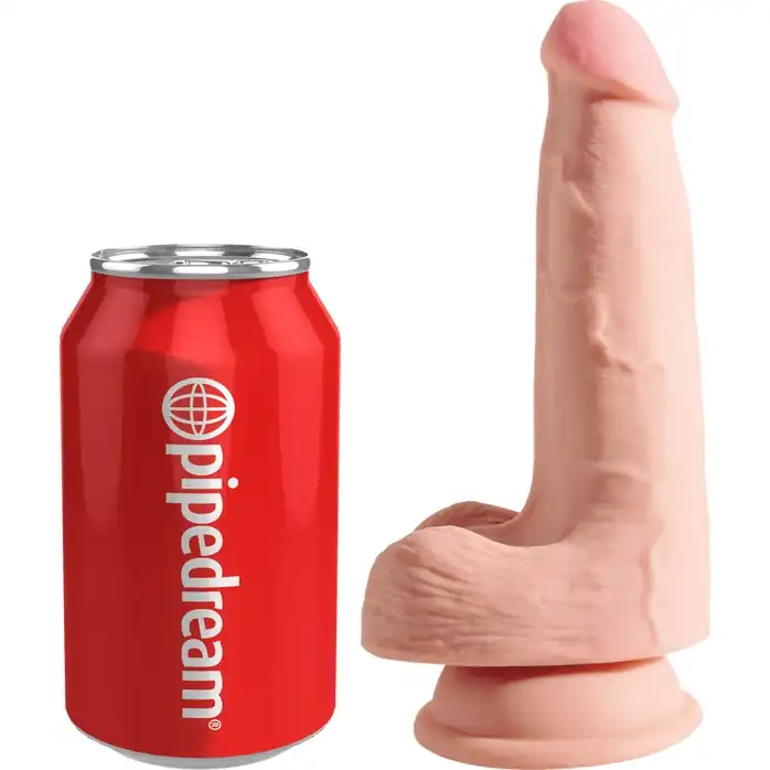 Телесный фаллоимитатор на присоске 5 Triple Density Cock with Balls - 17,78 см - King Cock Plus. Фотография 3.