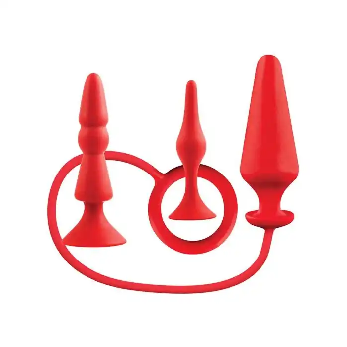 Набор из 3 красных анальных втулок BACK UP SILICONE ANAL KIT