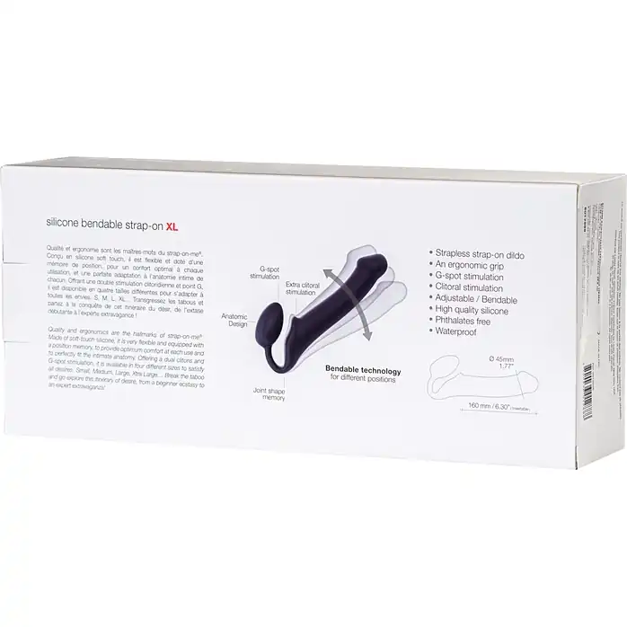 Черный безремневой страпон Silicone Bendable Strap-On XL. Фотография 8.