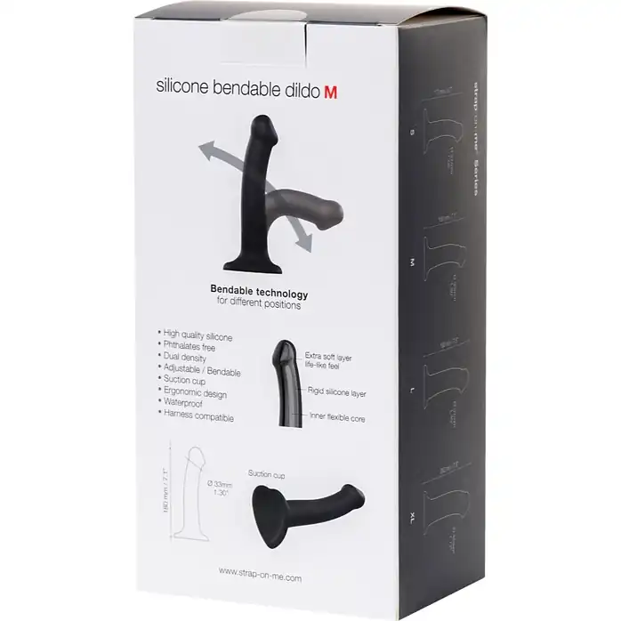 Черный фаллос на присоске Silicone Bendable Dildo M - 18 см. Фотография 9.
