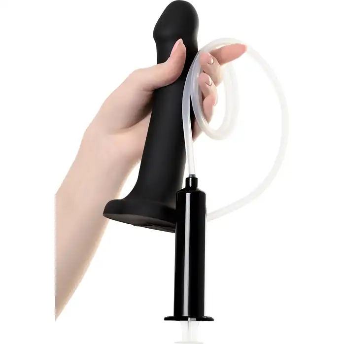 Черный фаллос с имитацией эякуляции Silicon Cum Dildo L - 19,6 см. Фотография 2.