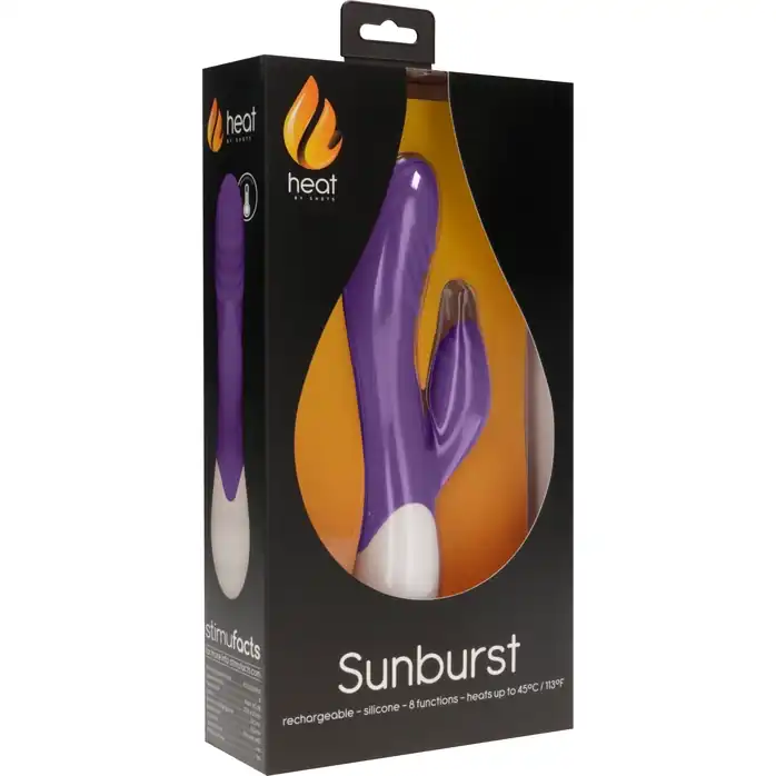Фиолетовый вибратор-кролик Sunburst с функцией нагрева - 20 см - Heat. Фотография 8.