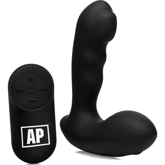 Черный стимулятор простаты Alpha-Pro 7X P-Milker Silicone Prostate Stimulator with Milking Bead - Alpha-Pro