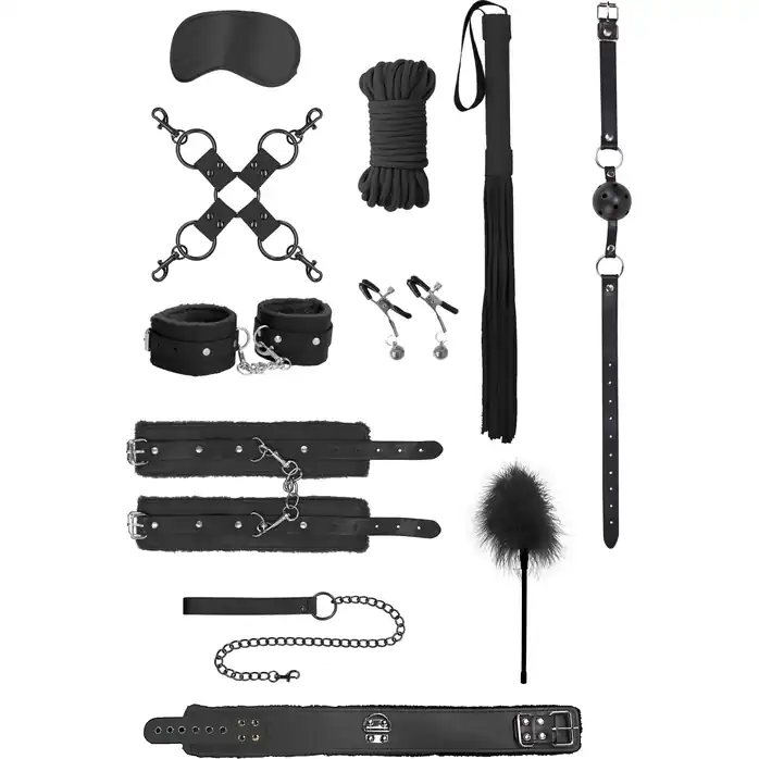Черный игровой набор БДСМ Intermediate Bondage Kit - Ouch!