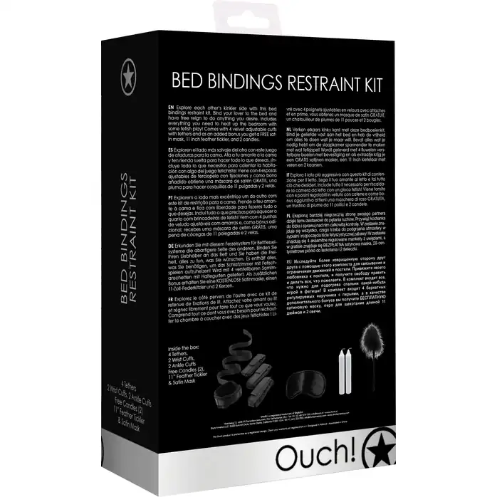 Черный игровой набор БДСМ Bed Bindings Restraint Kit - Ouch!. Фотография 4.