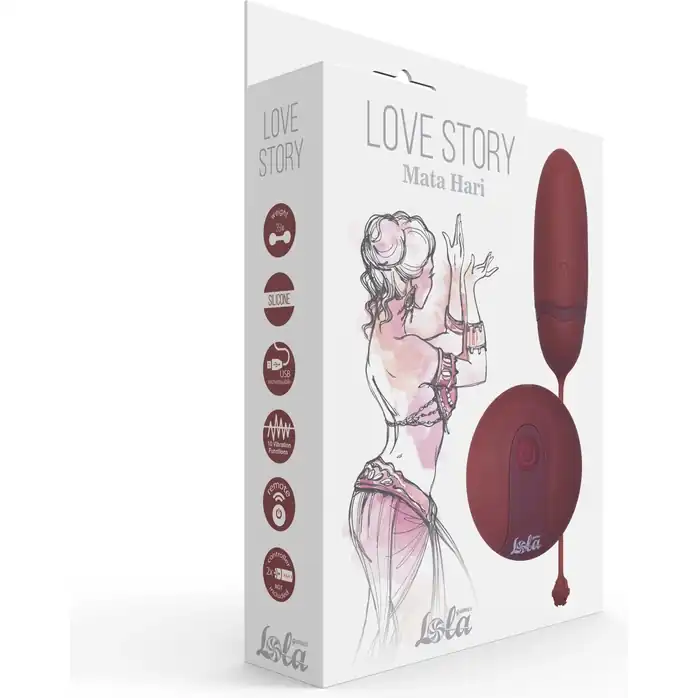Бордовое виброяйцо Mata Hari с пультом ДУ - Love Story. Фотография 3.