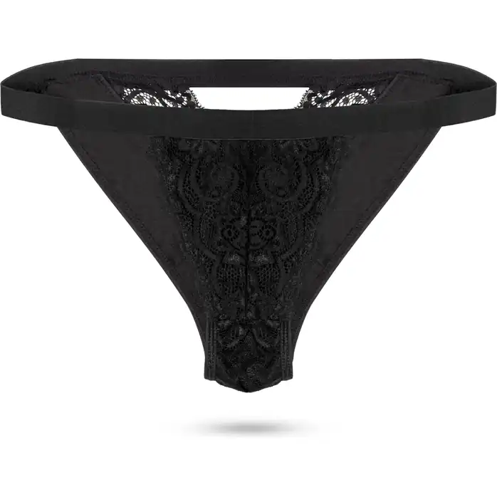 Кружевные трусики-танга с виброэлементом Remote Control Vibrating Tanga - Pantyrebel. Фотография 6.