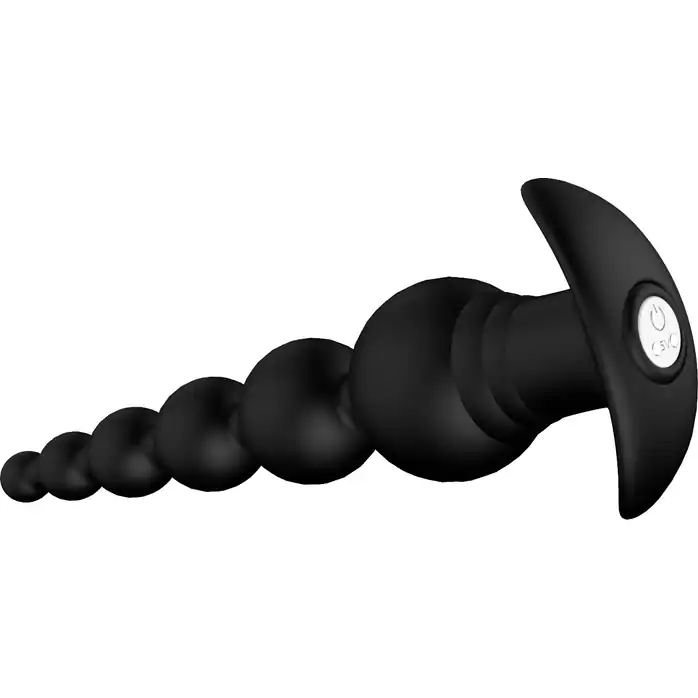Черный анальный вибромассажер Remote Graduating Beads - 20,7 см - Essentials. Фотография 3.